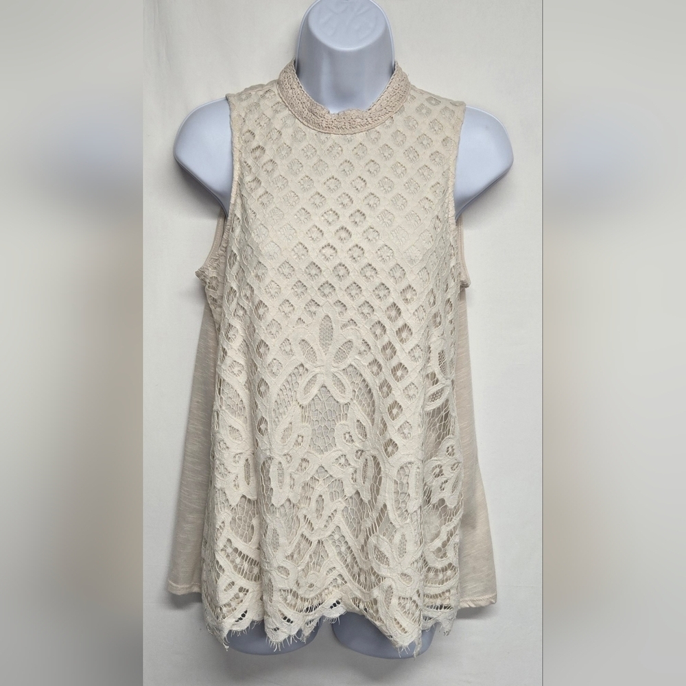 Rewind M Lace Racerback Lined Sleeveless Ivory Color Slight Flare Baby Doll